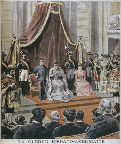 Spanish-American War in Spain, the Queen Reading Her Message to the Cortes, Madrid, Illustration from 